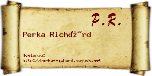 Perka Richárd névjegykártya